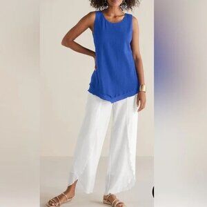 Soft Surroundings Gauze Pants Icon Wisteria Gauze White Pull On Petite Large